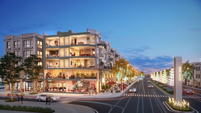 2-1755489781-3398-1755490140 Phối cảnh dãy căn shophouse tại dự án. Ảnh: SGO Land