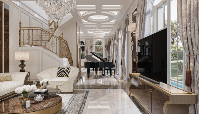 Vật liệu cao cấp được tuyển chọn cho nội thất thiết kế biệt thự. Ảnh: Sunshine Group