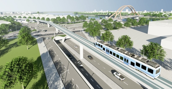 Phối cảnh cụm nút giao thông dẫn lên cầu Hòa Xuân. Ảnh: Sở Xây dựng